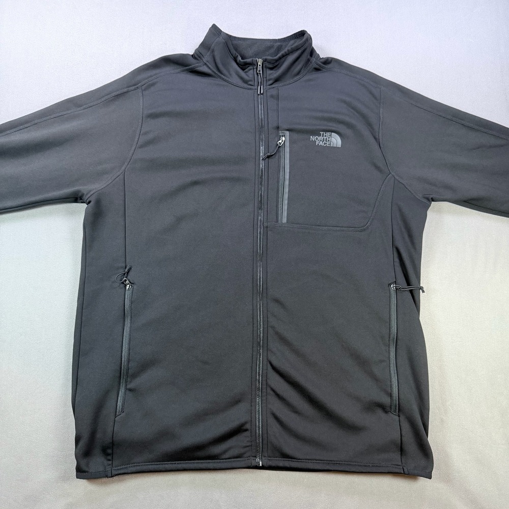 The North Face Mens XL Black Polyester Full Zip Fleece Lined Softshell Jacket